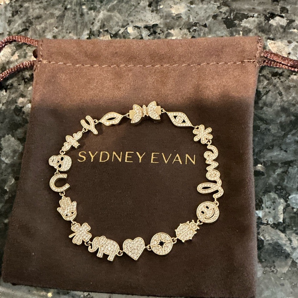 BRAND NEW BEAUTIFUL SYDNEY EVAN SMALL DIAMOND GOLD ICON ANNIVERSARY BRACELET - Picture 6 of 16
